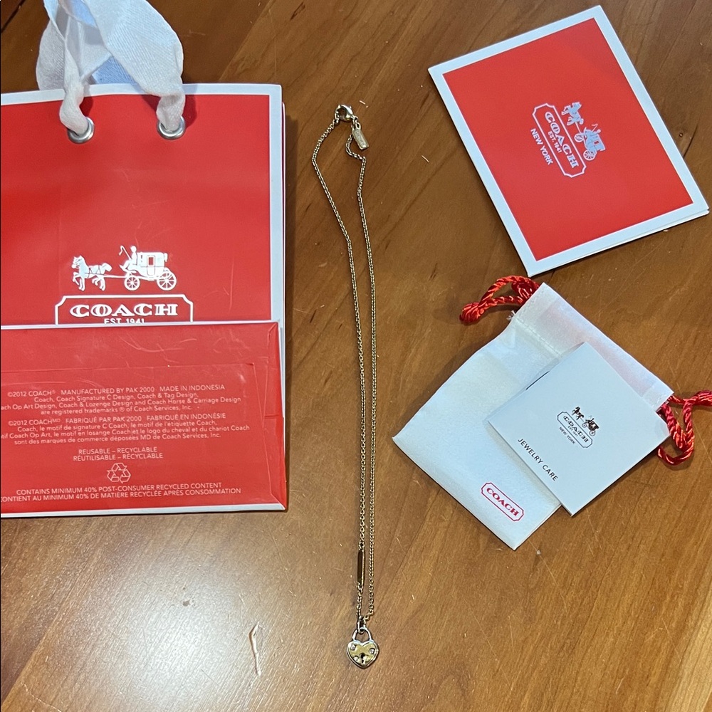 Coach Gold heart Charm Necklace